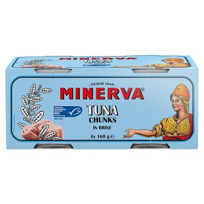Minerva skipjack tuna chunks in brine 4x160g, UK version