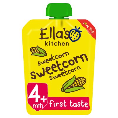 Ella's Kitchen organic sweetcorn baby food pouch 70g, UK version