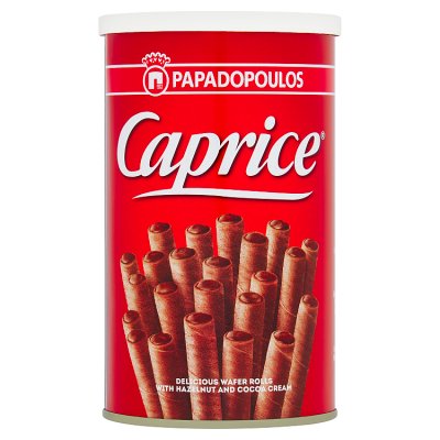 Caprice wafer rolls hazelnut and cocoa cream 115g (British brand)