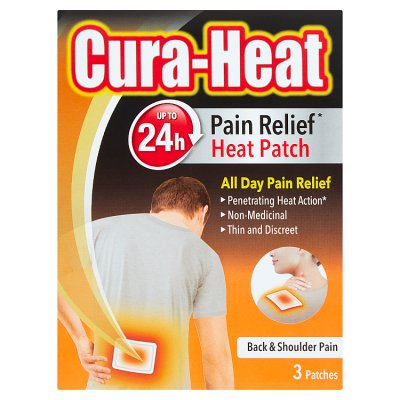 Cura-Heat back and shoulder heat patches, 3 count - British product