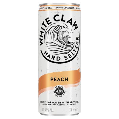 White Claw Peach hard seltzer 330ml can - British product