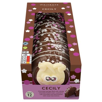Waitrose Cecily caterpillar chocolate sponge cake - British product