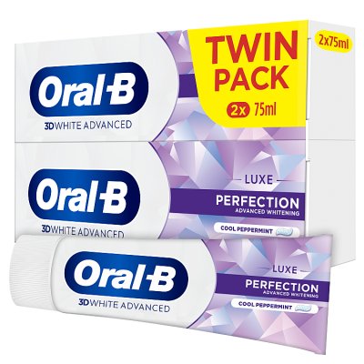 Oral-B 3D White Luxe Perfection toothpaste twin pack 75ml, UK version