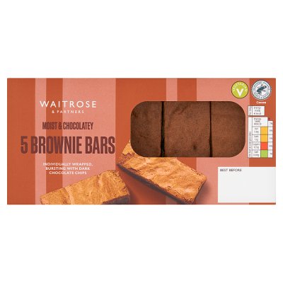 Waitrose 5 brownie bars with dark chocolate chips, UK version