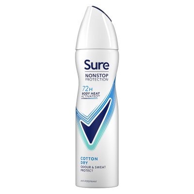 Sure women's antiperspirant deodorant Cotton Dry 150ml (British brand)