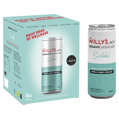 Willy's organic sparkling apple cider vinegar switchel 4x250ml - British product