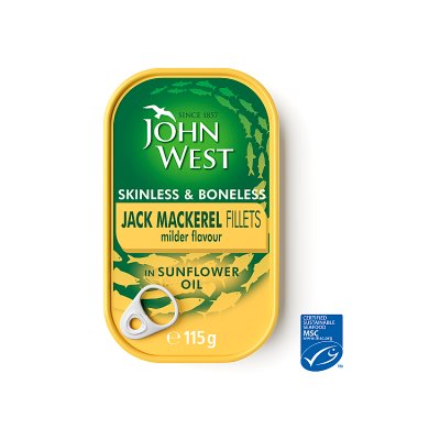 John West mackerel fillets in sunflower oil 115g - British product