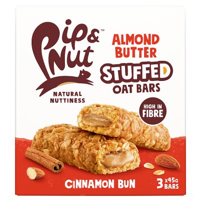 Pip & Nut almond butter cinnamon bun oat bars 3x45g, UK version