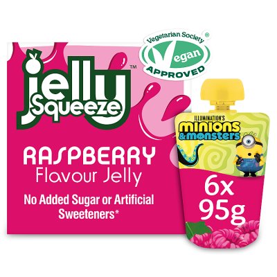 JellySqueeze jelly pouch raspberry flavour 6x95g, imported from the UK