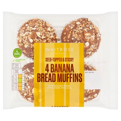 Waitrose banana bread muffins 4 pack, imported from the UK