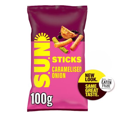 Sun Sticks caramelised onion balsamic vinegar crisps 100g (British brand)