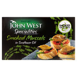 John West wood smoked mussels in sunflower oil 85g (British brand)