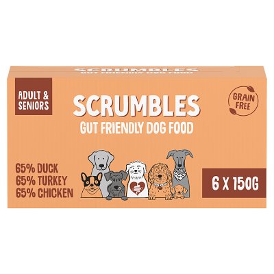 Scrumbles Meaty wet dog food 6x150g, imported from the UK