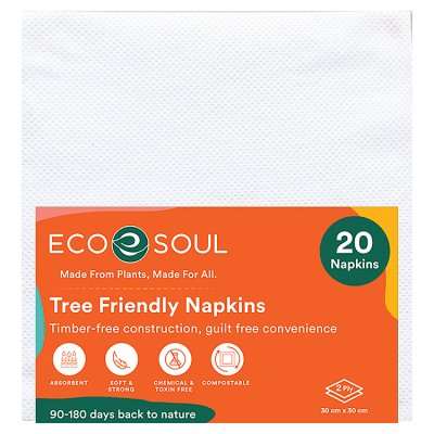 Tree-Saving compostable dinner napkins 30 cm, 20 pack, imported from the UK