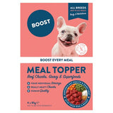 Boost Beefy Chunks dog food topper 4x85g, imported from the UK