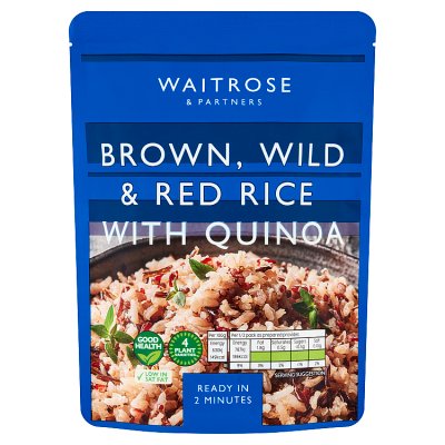 Waitrose brown wild and red rice with quinoa 250g, UK version