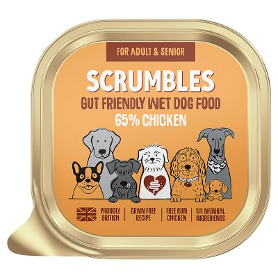 Scrumbles chicken grain free wet dog food 150g, imported from the UK