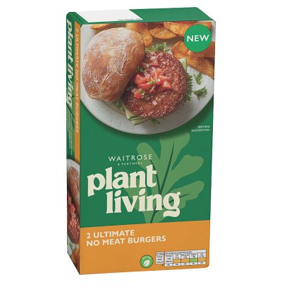 Waitrose PlantLiving no meat burgers 210g, imported from the UK