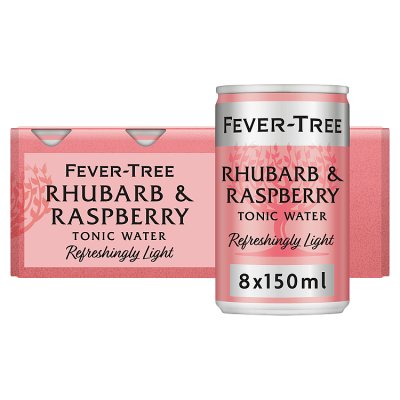 Fever-Tree Light Rhubarb and Raspberry tonic water cans 8x150ml (British brand)