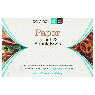 Polylina paper lunch and snack bags 30 pack, UK version