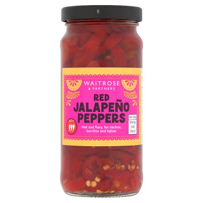 Waitrose Mexican red jalapeno peppers 220g - British product