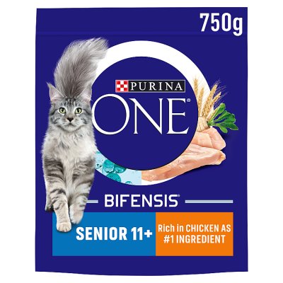 Purina One Senior 11+ chicken dry cat food 750g (British brand)