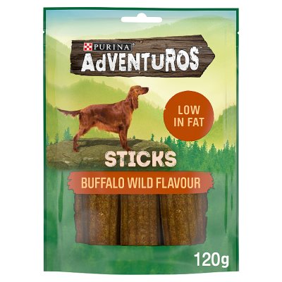 ADVENTUROS buffalo flavoured dog treats sticks 120g (British brand)