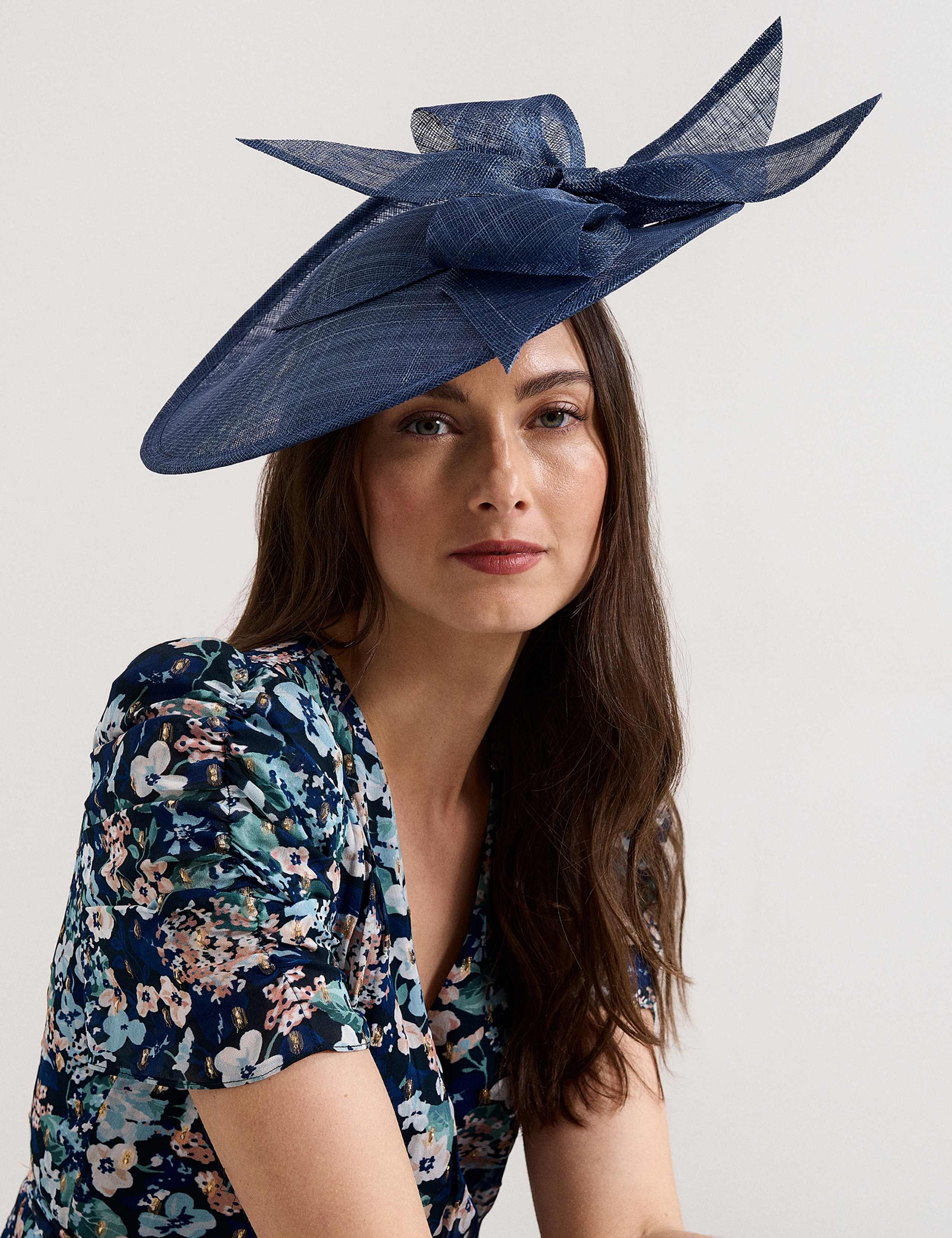 Phase Eight large bow fascinator in navy (British brand)