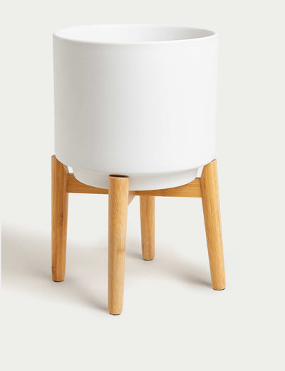 M&S Large Ceramic Planter with Stand- Buy online at McGrocer