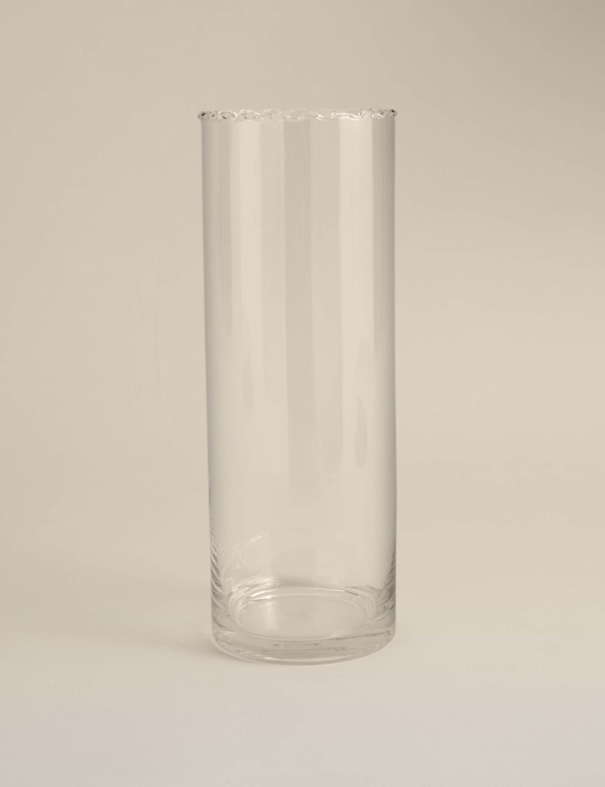 Large cylinder frill top glass vase (British brand)