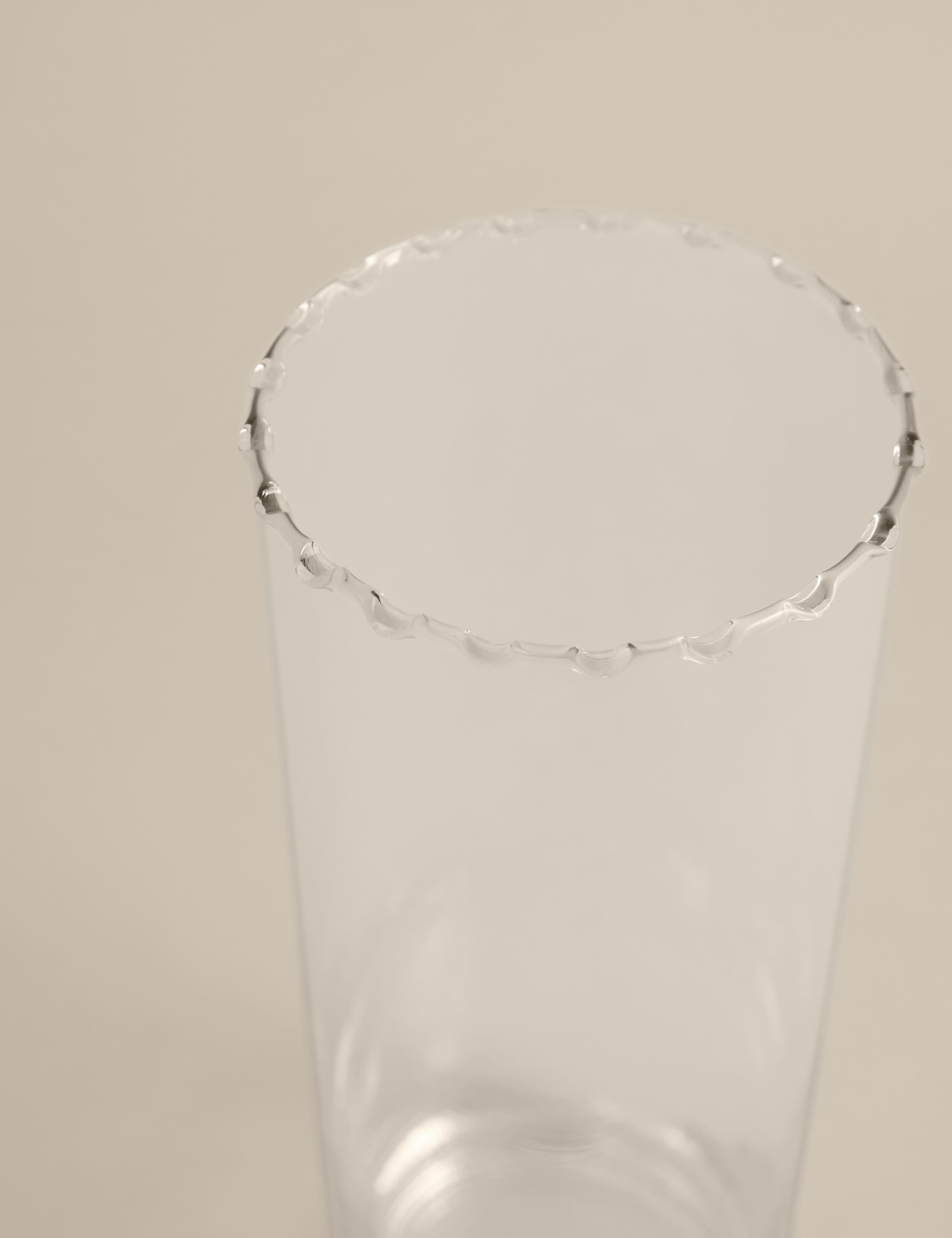 Large cylinder frill top glass vase (British brand)