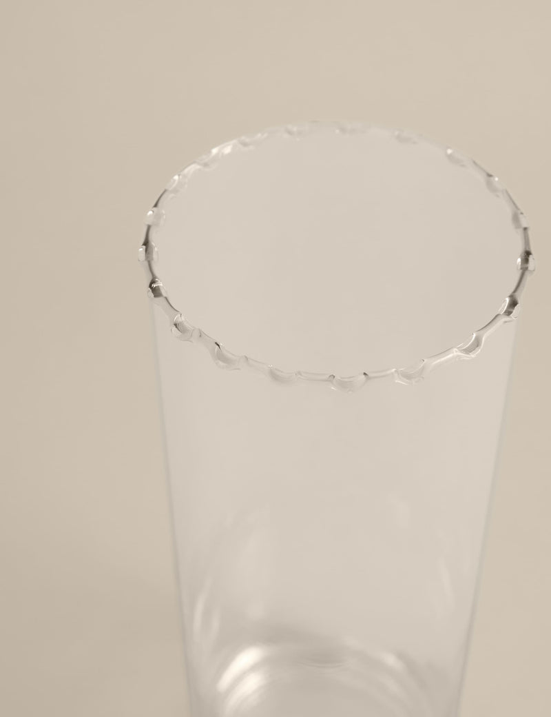Large cylinder frill top glass vase (British brand)