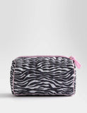 Large quilted toiletry bag with zebra print - British product