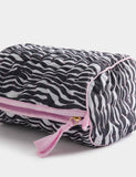 Large quilted toiletry bag with zebra print - British product