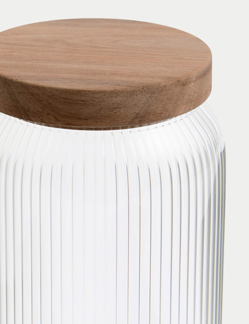 Large Ribbed Glass Storage Jar 1290 Millilitre, UK version