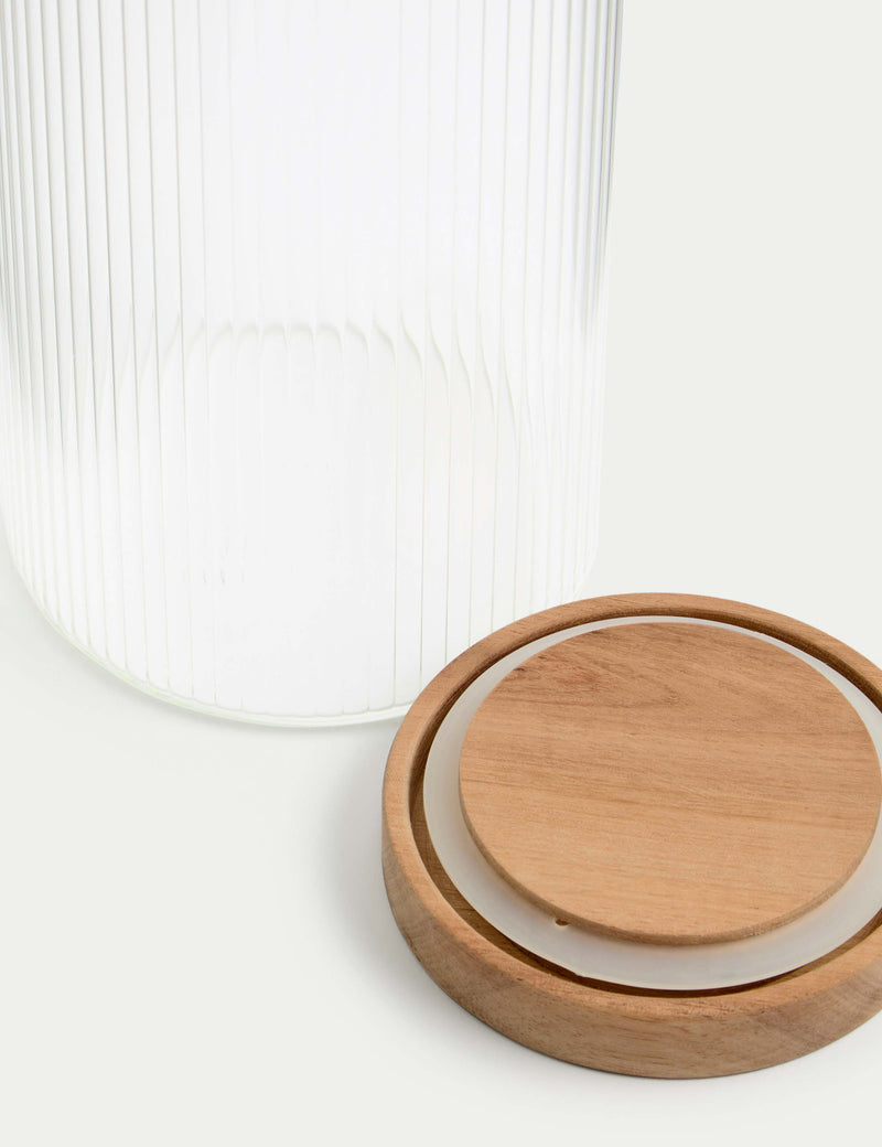 Large Ribbed Glass Storage Jar 1290 Millilitre, UK version