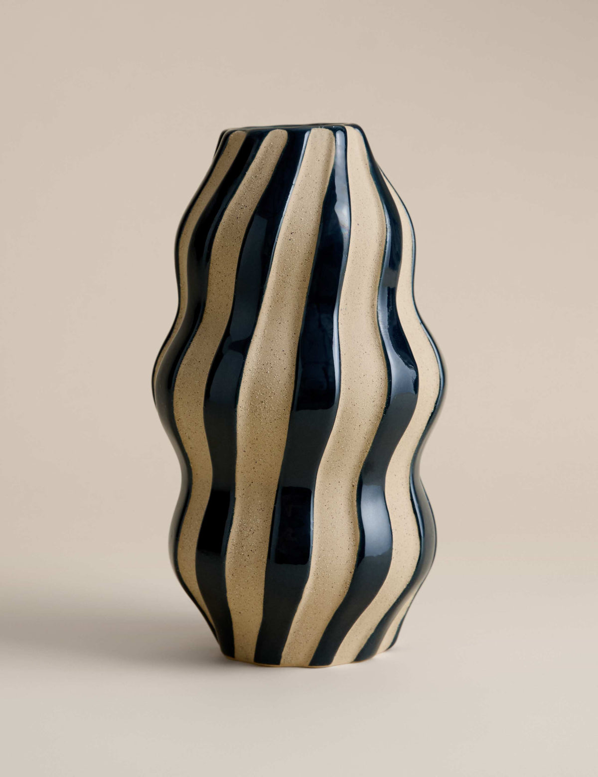 Large striped ceramic vase 30cm height, UK version