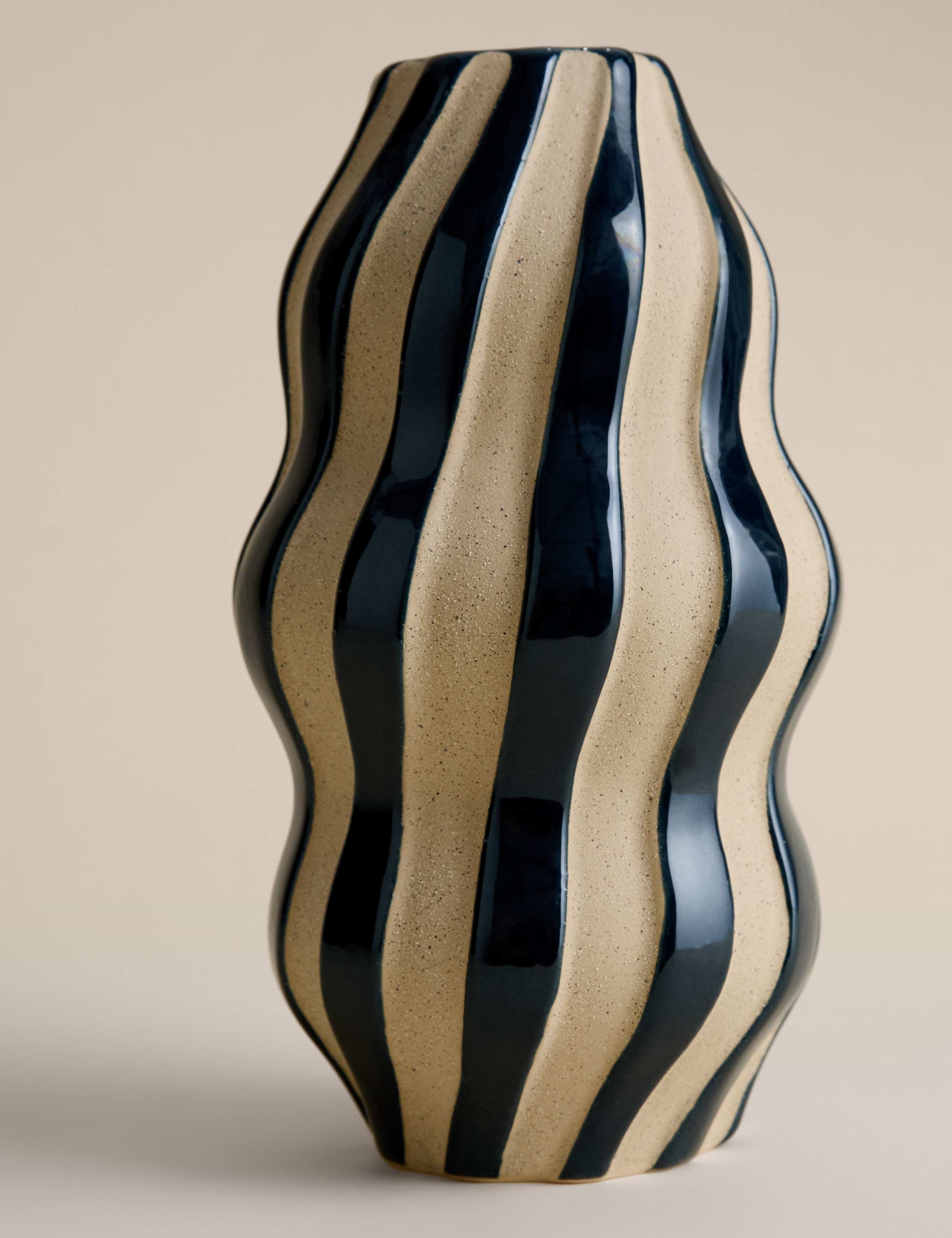 Large striped ceramic vase 30cm height, UK version