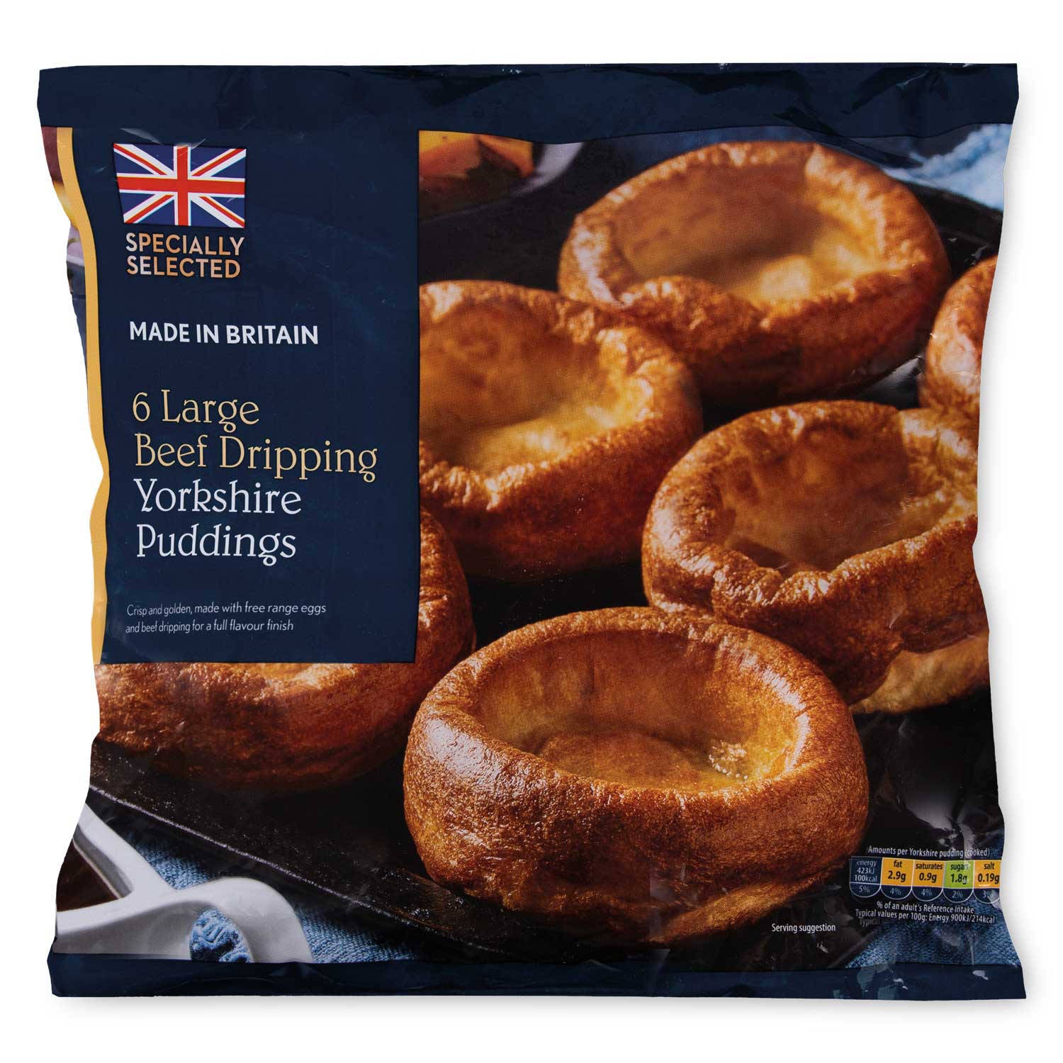 Yorkshire puddings large beef dripping 6 pack, imported from the UK
