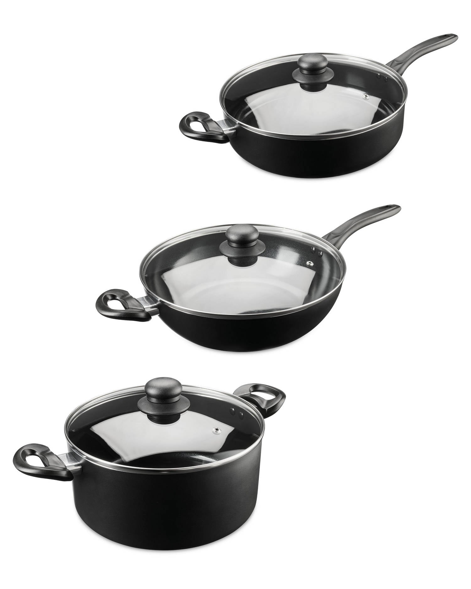 Large pan assortment with saucepan, stock pot and wok options (British brand)