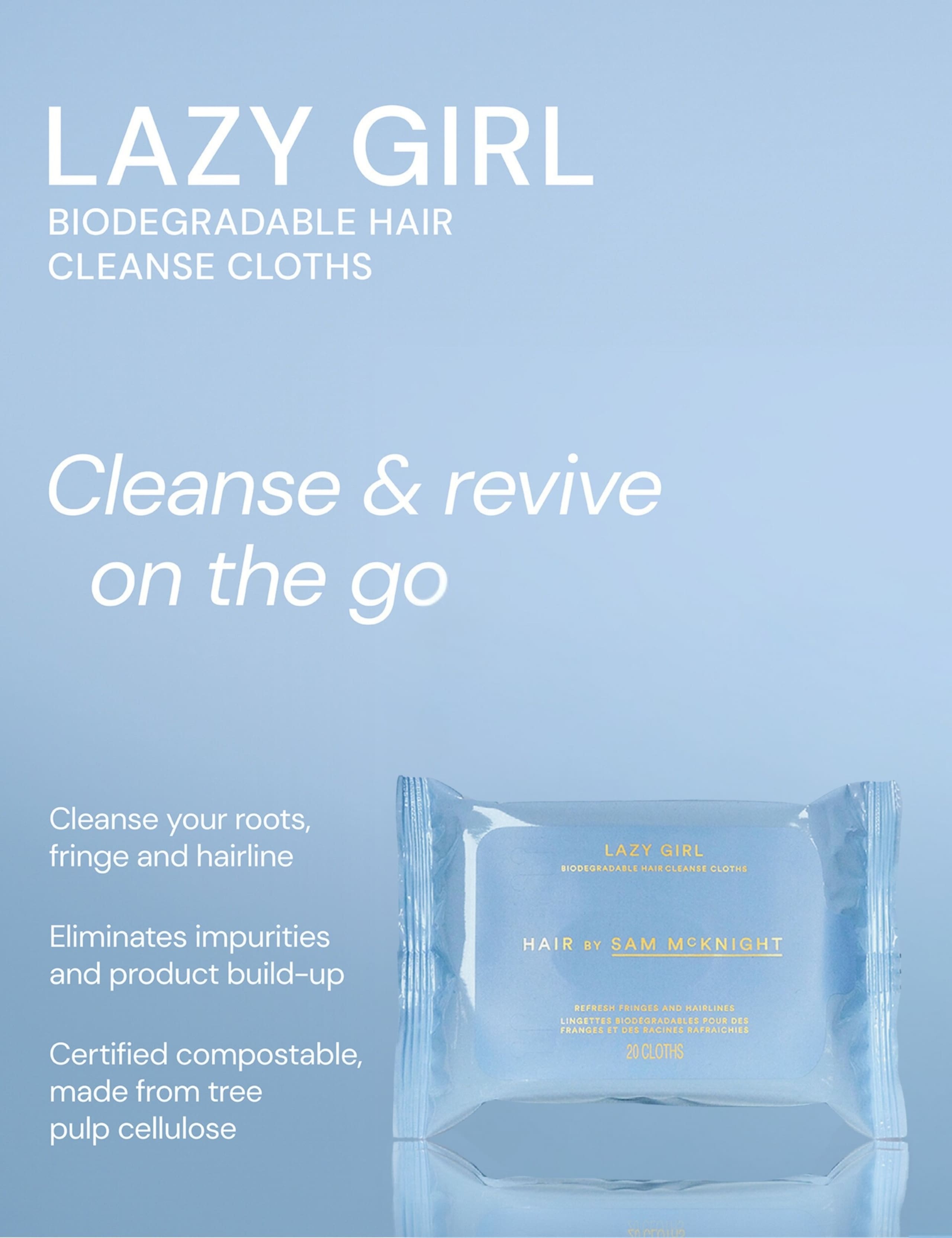 Sam McKnight lazy girl hair cleansing cloths 20 cloths, UK version