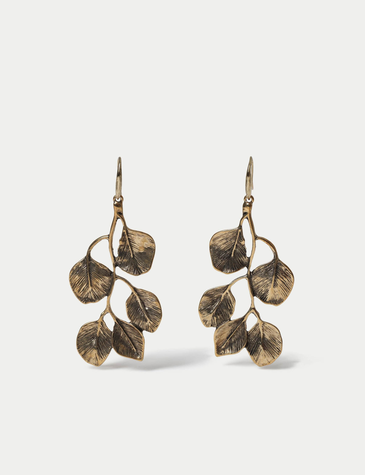 Leaf Drop Earrings, drop earrings in zinc alloy and brass (British brand)