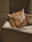 Leather basket weave cushion feather filling (British brand)