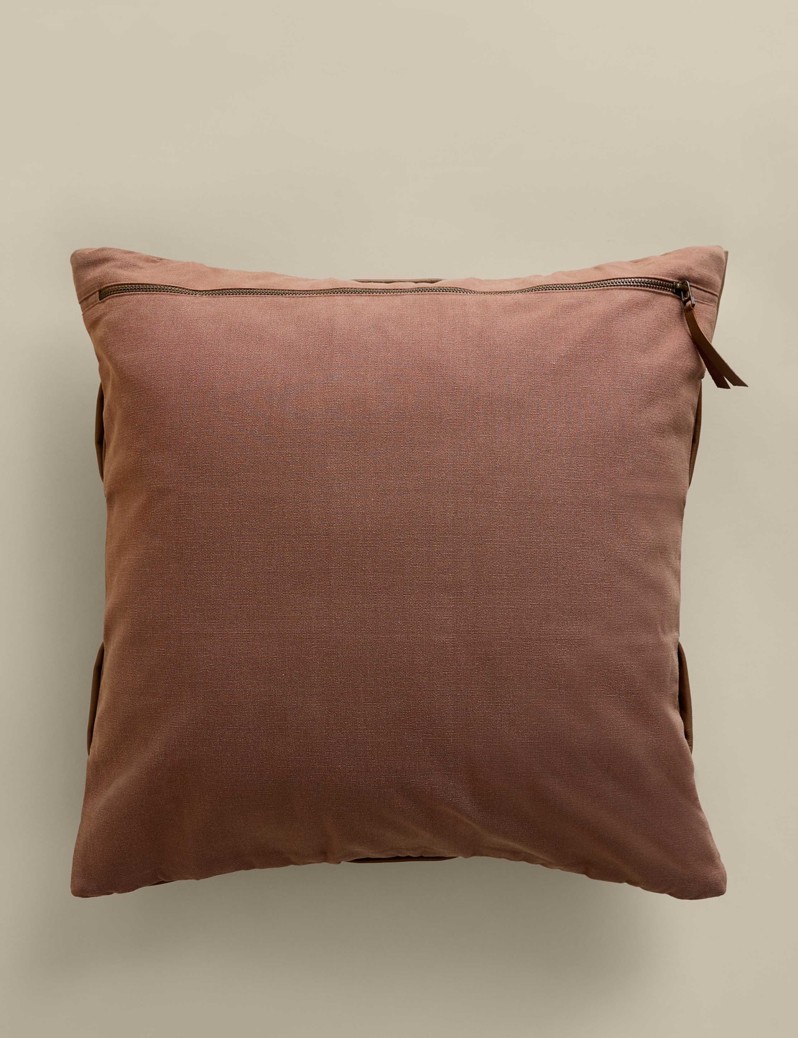 Leather basket weave cushion feather filling (British brand)