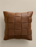 Leather basket weave cushion feather filling (British brand)