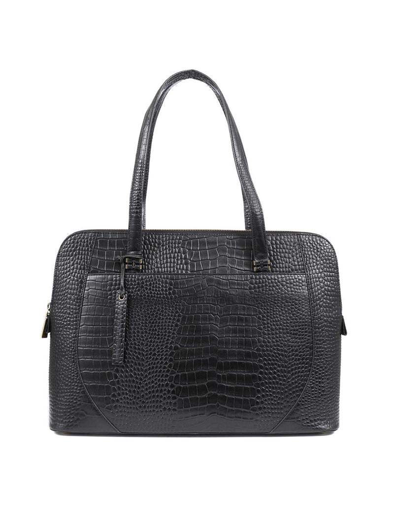Jones Bootmaker leather croc effect tote bag, imported from the UK