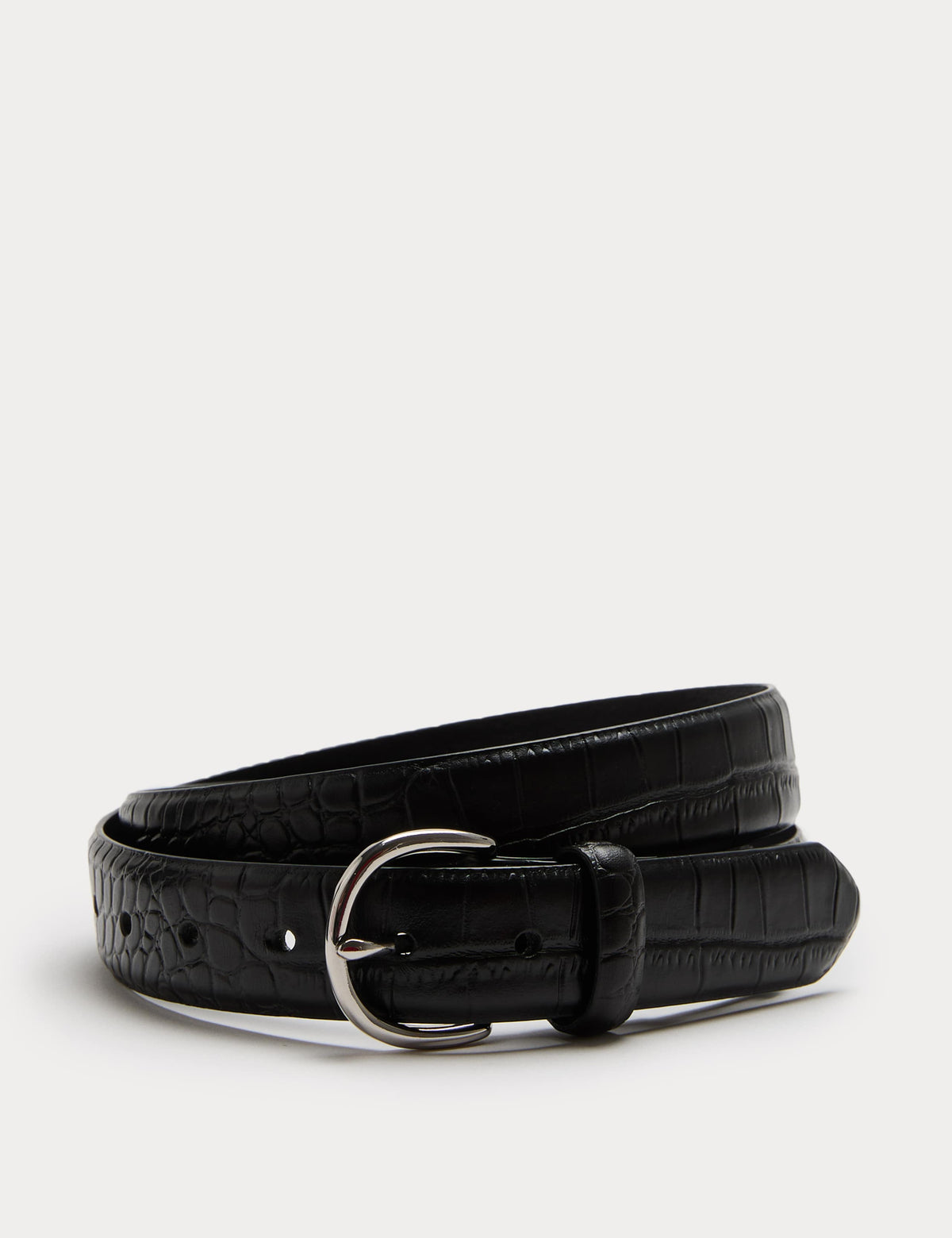 M&S croc texture leather belt with metal buckle (British brand)