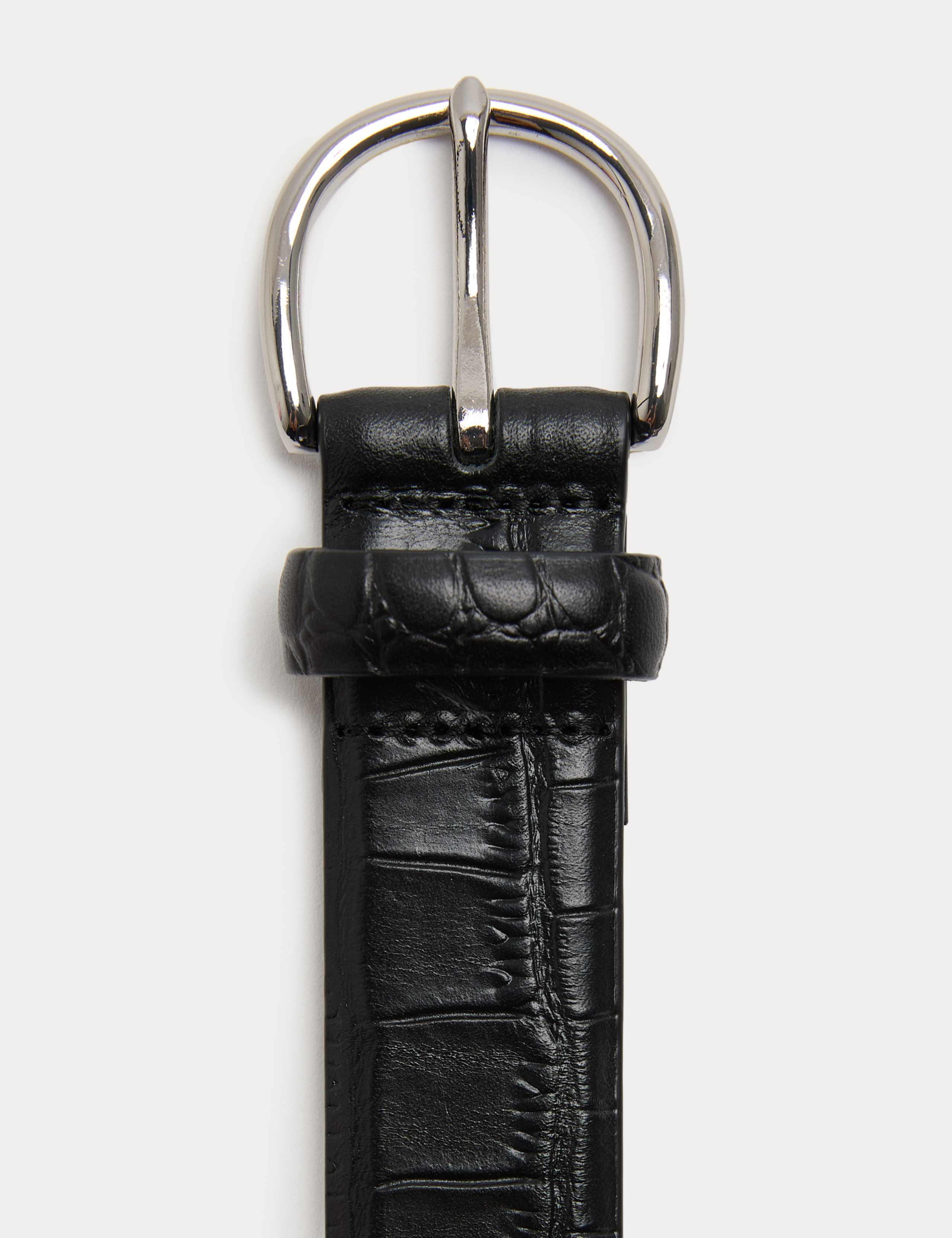 M&S croc texture leather belt with metal buckle (British brand)