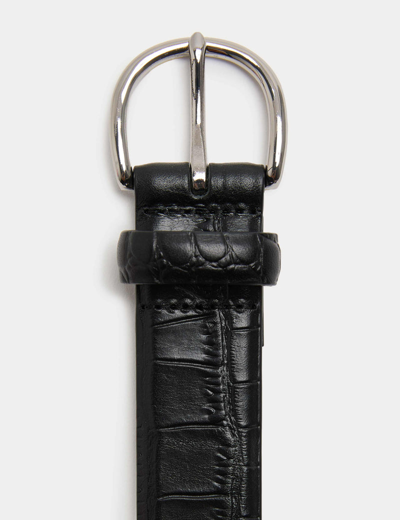 M&S croc texture leather belt with metal buckle (British brand)