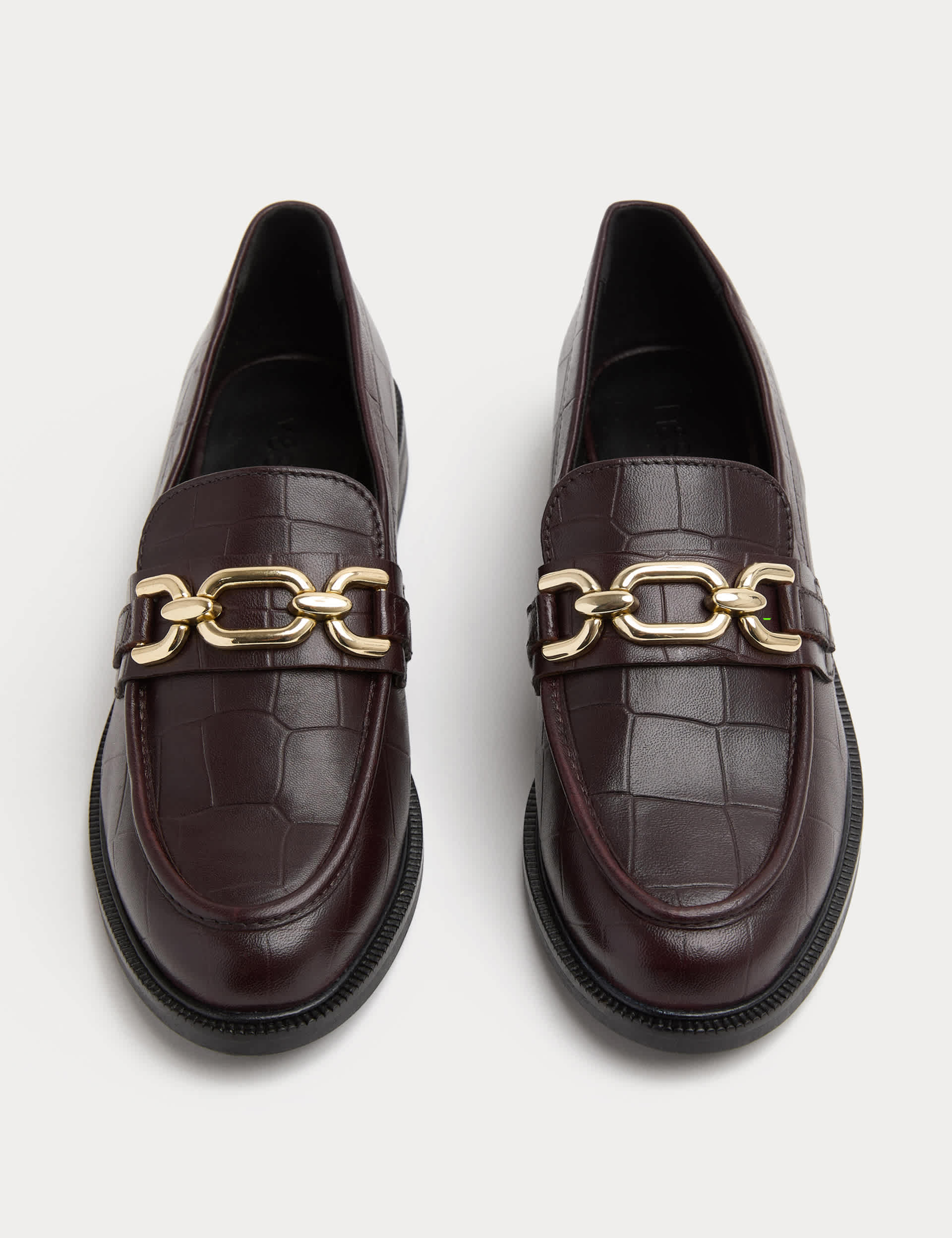 M&S leather croc trim women's flat loafers size 4, UK version